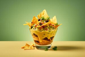 AI generated nacho in cup of garnish copy space concept generative AI photo
