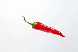 AI generated Red hot pepper levitates on a white background copyspace Generative AI photo