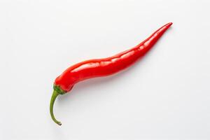 AI generated Red hot pepper levitates on a white background copyspace Generative AI photo