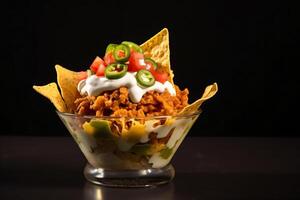 AI generated nacho in cup of garnish copy space concept generative AI photo