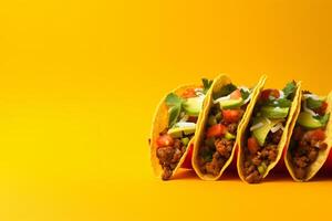 AI generated Traditional mexican tacos with meat and vegetables Generative AI photo