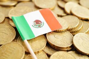 Mexico flag on coins background, finance and accounting, banking concept. photo