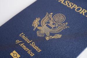 US passport isolated on white background, American citizen in United States of America. photo