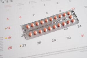 Birth control pills for female of ovulation day, fetus, maternity, childbirth, birth control. photo