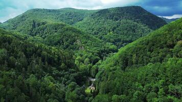 Aerial view green valley in Slovakia video