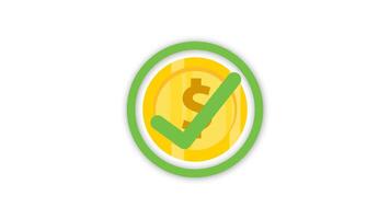 2d animation payment received, transfer successful, finance successful, with check isolated on tranparent background or alpha channel video