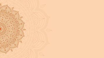 Opulent Lotus Harmony Of Orange Peel Simple Background Decorated with Intricate Mandala Lines Looping Animation Blank Horizontal Video Background