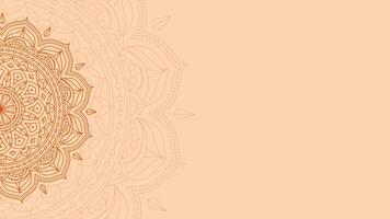 Opulent Lotus Harmony Of Orange Peel Simple Background Decorated with Intricate Mandala Lines Looping Animation Blank Horizontal Video Background