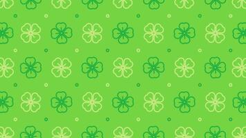 Lime Green Horizontal Blank Background Design Decorated With A Seamless Pattern Of Simple Flat Clover Leaves Looping Animation video