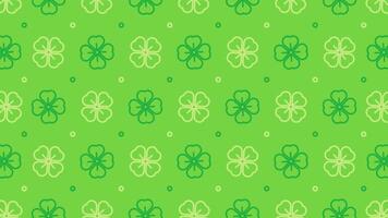 Lime Green Horizontal Blank Background Design Decorated With A Seamless Pattern Of Simple Flat Clover Leaves Looping Animation video