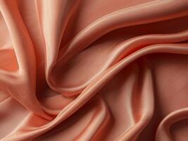 AI generated Coral color silk combination wavy background photo