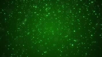 Shiny glittering green stars and particles. Glitzy elegant celebration party animation. Suitable as an alternative abstract luxury Saint Patrick's Day background. video