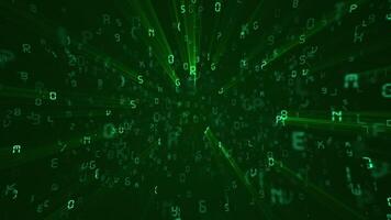 Green digital code matrix motion background - streaming letters, numbers and punctuation marks. Computer programming or hacking concept. HD looping information technology background. video