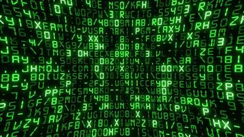 Digital code matrix motion background - coding letters, numbers and punctuation marks with glitch effect. Computer programming or hacking concept. HD looping information technology background. video
