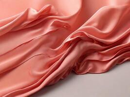 AI generated Coral color silk combination wavy background photo