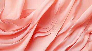 AI generated Coral color silk combination wavy background photo