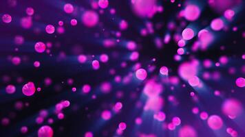 Moving pink-purple spheres on a dark blue background. Magic glowing rays. Presentation, business, minimalism. 4k, 60fps video loop.