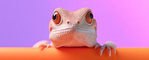 AI generated a picture of a small lizard with an orange background photo
