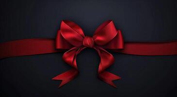 AI generated a bow with a red ribbon on a dark background photo
