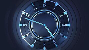 ABSTRACT BACKGROUND MODERN BLACK AND BLUE CLOCK FRONT VIEW ANIMATION LOOP video