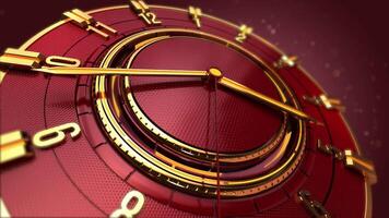 ABSTRACT BACKGROUND MODERN RED AND GOLD CLOCK SIDE VIEW ANIMATION LOOP video