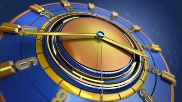 ABSTRACT BACKGROUND MODERN BLUE AND YELLOW CLOCK SIDE VIEW ANIMATION LOOP video