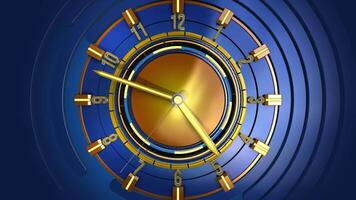 ABSTRACT BACKGROUND MODERN BLUE AND YELLOW CLOCK FRONT VIEW ANIMATION LOOP video