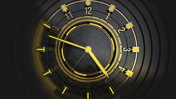ABSTRACT BACKGROUND MODERN FLORAL GOLD AND BLACK CLOCK FRONT VIEW ANIMATION LOOP video