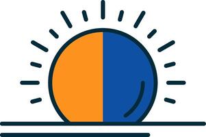 Sun Line Filled Two Colors Icon vector