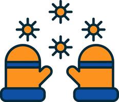 Winter gloves Line Filled Two Colors Icon vector