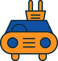 Electric Car Line Filled Two Colors Icon vector