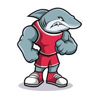Shark mascot, team logo design isolated vector