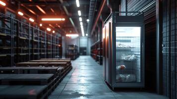 AI generated Generative AI, Temperature-controlled refrigerated storage, cold warehouse, commercial refrigeration equipment photo