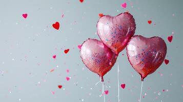 ai generado generativo ai, frustrar globos en corazón forma y papel picado para San Valentín día o Boda con Copiar espacio foto