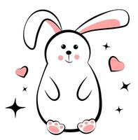 Cute bunny on white background vector