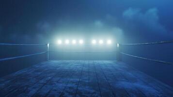 AI generated Generative AI, professional boxing ring with spotlights and smokey background, martial arts sport photo