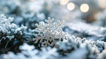 ai generado copos de nieve de cerca invierno antecedentes foto