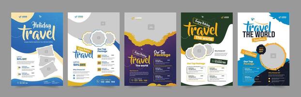 Travel flyer design bundle set. vector