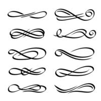 Set of elegant decorative elements. Vector swirl illustration.