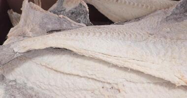 A Pack Of Filleted And Dried Codfish. close up video