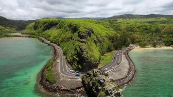 mauritius ö, se av de cape med de monument till kapten Matthew flinders och de indisk hav video