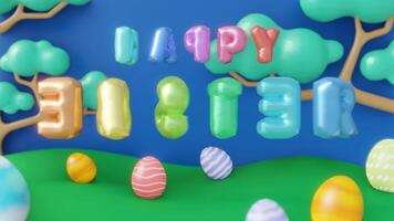 Happy Easter egg background animation, 4k 3d rendering video