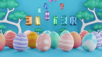 Happy Easter egg background animation, 4k 3d rendering video