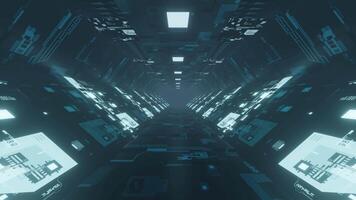 Abstract dark blue sci-fi tunnel seamless loop, 4k 3d animation background video