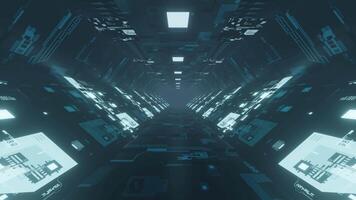 abstrakt mörkblå sci-fi tunnel sömlös loop, 4k 3d animation bakgrund video