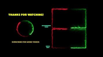 Neon frame effect end screen glowing looping black background video