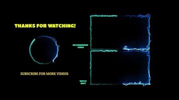 Neon frame effect end screen glowing looping black background video