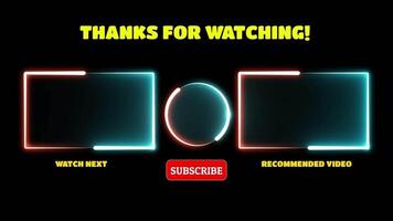 Neon frame effect end screen glowing looping black background video