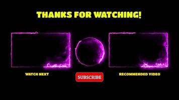 Neon frame effect end screen glowing looping black background video