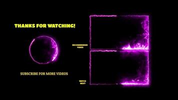 Neon frame effect end screen glowing looping black background video